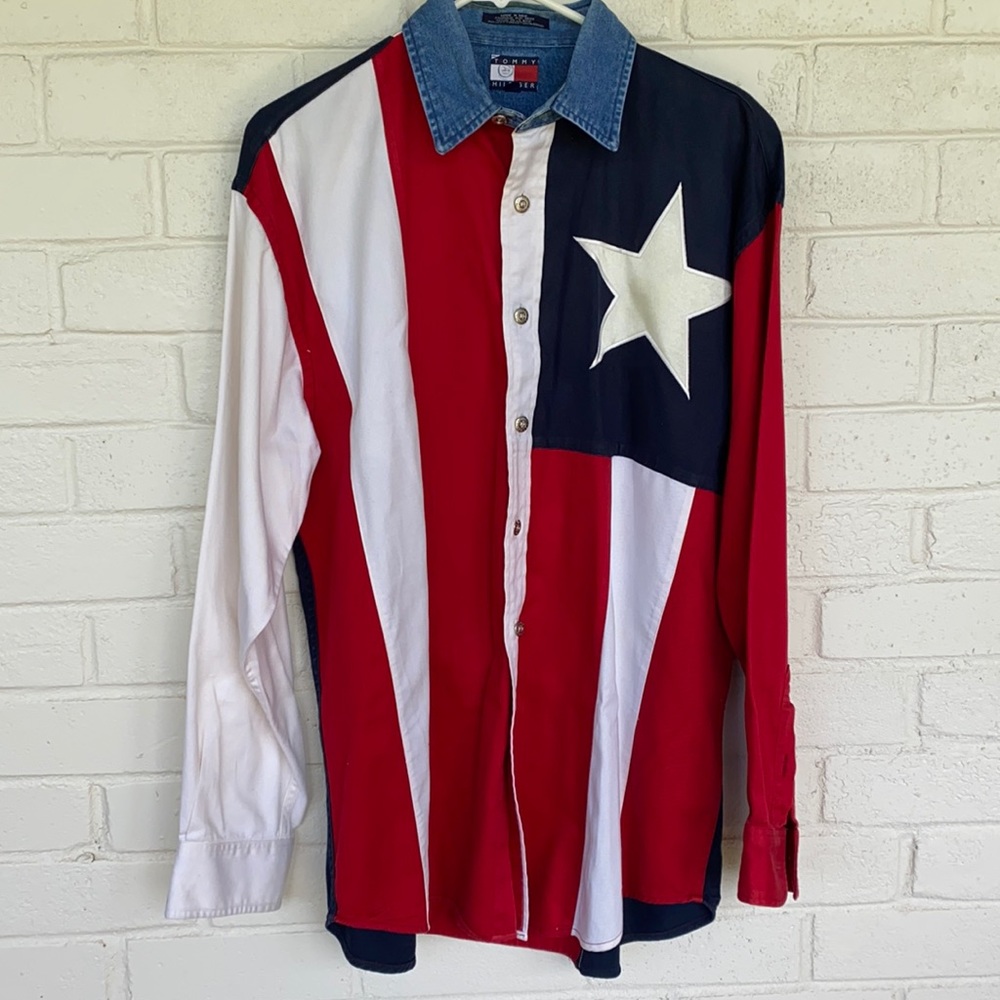 Vintage TOMMY HILFIGER Texas Star Colorblock Shirt S